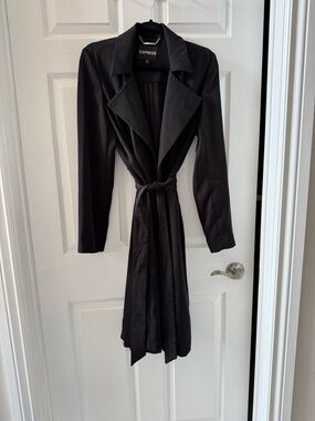 Express Black Open-Front Long Coat